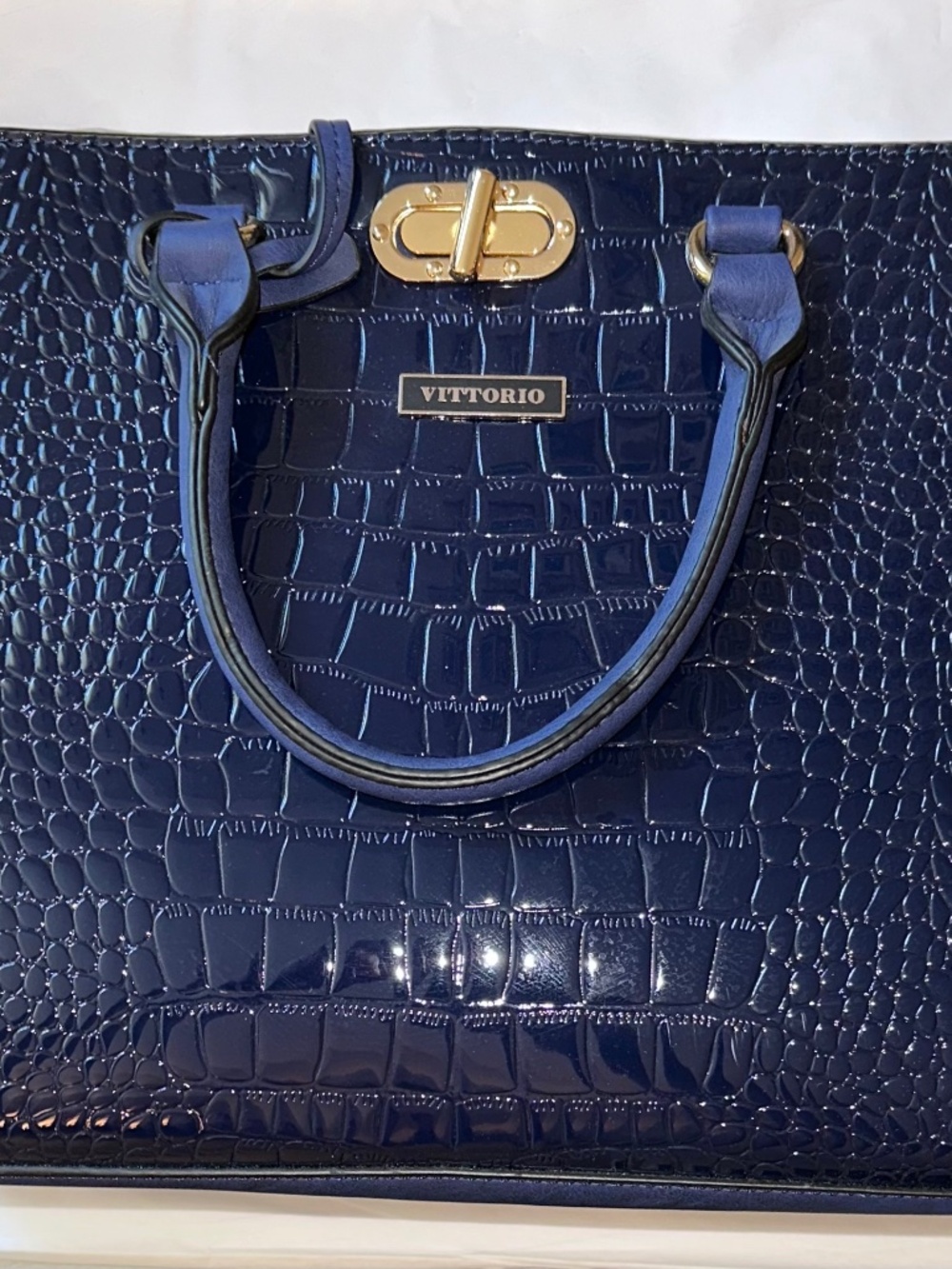 Dasein Vittorio Faux Crocodile Texture Womens Satchel Handbag / Purse